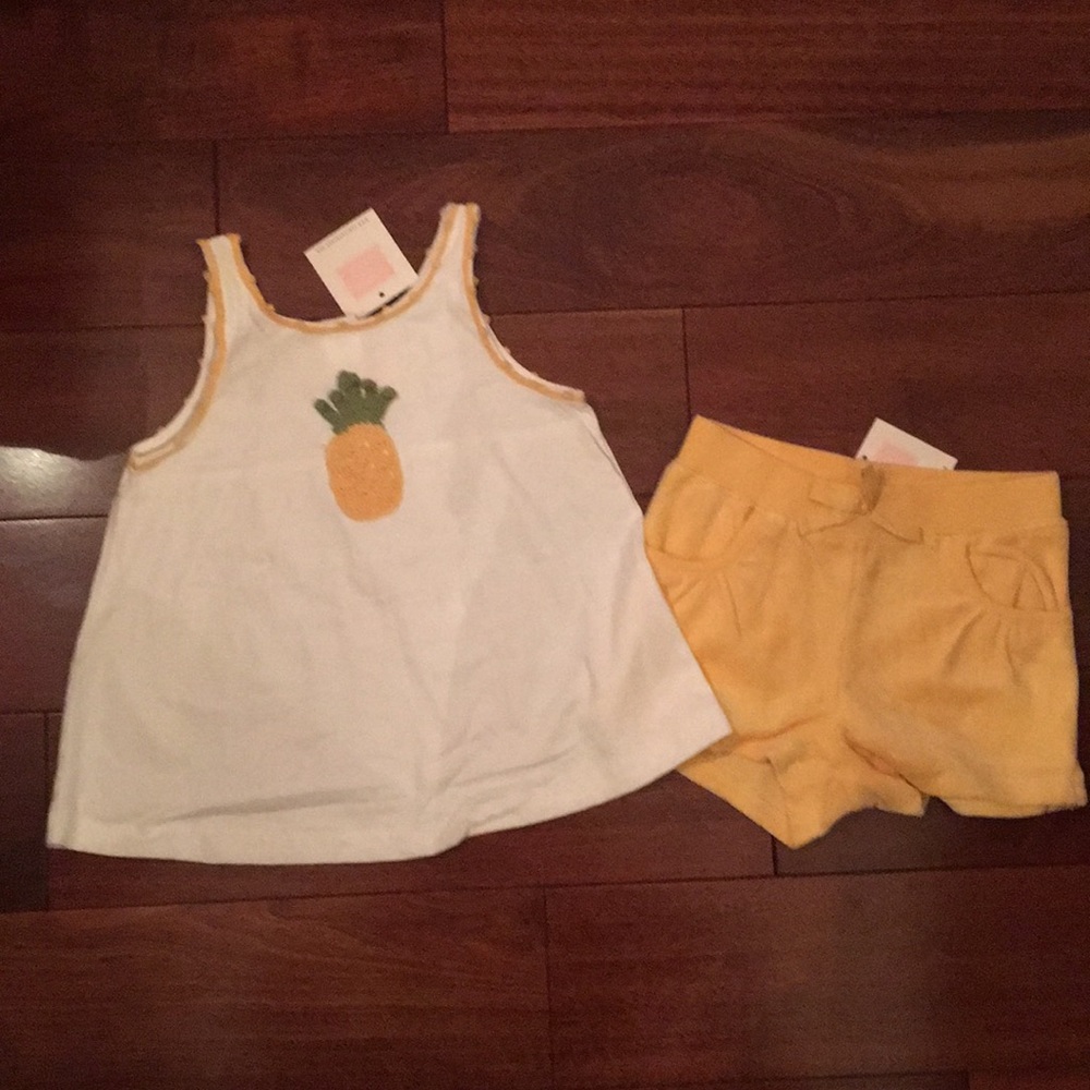 Janie and jack shorts set with pineapple appliqué